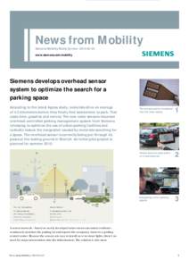 Media Service from Siemens Mobility | : Siemens develops overhead sensor system to optimize the search for a parking space