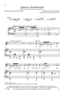2  America, the Beautiful SATB Chorus with Optional Solo, and Piano*  Katherine Lee Bates[removed])