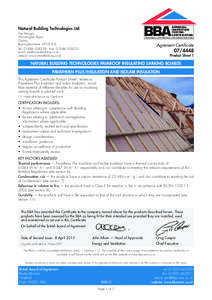 APPROVAL INSPECTION TESTING CERTIFICATION  Natural Building Technologies Ltd