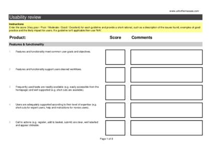 Expert usability evaluation template