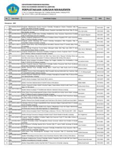 DEPARTEMEN PENDIDIKAN NASIONAL FAKULTAS EKONOMI UNIVERSITAS LAMPUNG PERPUSTAKAAN JURUSAN MANAJEMEN Jl. Prof. Dr. Soemantri Brojonegoro No. 1 Gedung Meneng Bandar Lampung[removed]Telp[removed], e-mail: library@mgtserv