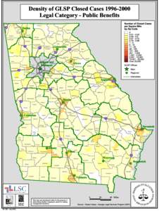 Density of GLSP Closed Cases[removed]Legal Category - Public Benefits Fannin Dalton