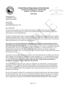 United States Department of the Interior Land Buy Back Program for Tribal Nations BUREAU OF INDIAN AFFAIRS[removed]In Reply Refer To: 344U000000 Grantor