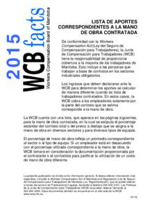 2015  LISTA DE APORTES CORRESPONDIENTES A LA MANO DE OBRA CONTRATADA De conformidad con la Workers