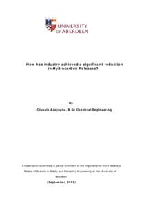 How has industry achieved a significant reduction in Hydrocarbon Releases? By Olusola Adejugba, B.Sc Chemical Engineering