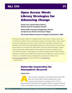 21  RLI 270 Open Access Week: Library Strategies for Advancing Change