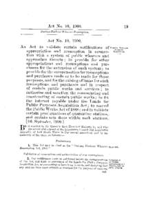 Act No. 10, 1900. An Act to validate certain notifications of appropriation and resumption in connec­ tion w i t h a system of public wharves and