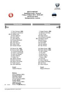 MATCH REPORT Qualifying round - Group E Friday, 27 March[removed]:45 CET (20:45 local time) Swissporarena, Lucerne