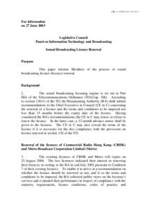 Commercial Radio Hong Kong / Communication / Broadcast law / Broadcast license / Broadcasting