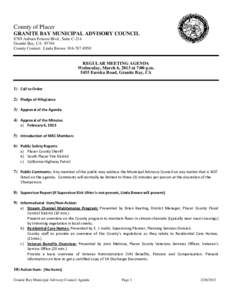 County of Placer GRANITE BAY MUNICIPAL ADVISORY COUNCIL 8789 Auburn Folsom Blvd., Suite C-214 Granite Bay, CA[removed]County Contact: Linda Brown[removed]