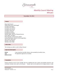 Microsoft Word - Monthly Council Meeting Minutes, December 19, 2011.docx