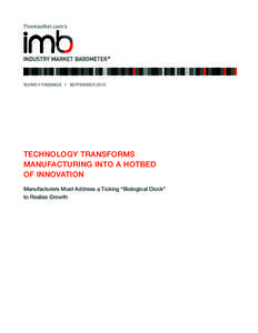 SURVEY FINDINGS I SEPTEMBERTECHNOLOGY TRANSFORMS MANUFACTURING INTO A HOTBED OF INNOVATION Manufacturers Must Address a Ticking “Biological Clock”