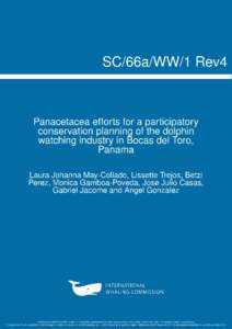 Panacetacea efforts for a participatory conservation planning of the dolphin watching industry in Bocas del Toro, Panama Laura Johanna May-Collado1,2, Lissette Trejos1,2, Betzi Perez2, Monica Gamboa-Poveda2, Jose Julio 