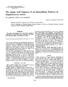 THE JOURNALorB~o~.oamx~C~~xma~ Vo1.242. No. 20,Issue of Oct.&m 26,~~. [removed]Printed in U.S.A. The Amino Acid Sequence Staphylococcus