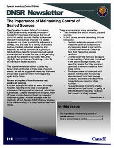 DNSR Newsletter: Special Inventory Control Edition - Winter 2015