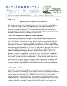 WMB-CP[removed]Threats to the Salt Marsh Environment Thee hundred and fifty years of wetland destruction and pollution have left a lasting legacy on