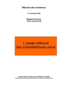 Réunions de consensus - L'usage adéquat des antidiabétiques oraux