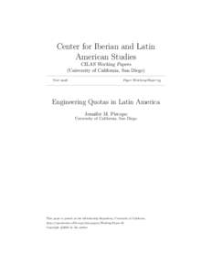 Center for Iberian and Latin American Studies CILAS Working Papers (University of California, San Diego) Year 