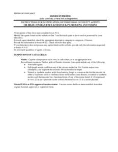 New York / Biosecurity / Select agent / Toxins / United States Department of Health and Human Services / Virus / Binghamton University / Nucleic acid / Vaccine / Biology / Microbiology / Broome County /  New York