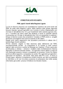 Confederazione Italiana Agricoltori Savona  COMUNICATO STAMPA PSR, aperti i bandi dalla Regione Liguria La Cia di Savona annuncia con soddisfazione l’apertura dei primi bandi del PSR da parte della Regione Liguria. Nel