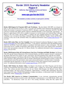 Border 2020 Quarterly Newsletter Region 9 California, Baja California, Arizona and Sonora Spring[removed]www.epa.gov/border2020