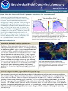Geophysical Fluid Dynamics Laboratory www.gfdl.noaa.gov Modeling the Earth’s Climate What Does the Geophysical Fluid Dynamics Laboratory Do for the Nation? Researchers at the Geophysical Fluid Dynamics Laboratory (GFDL