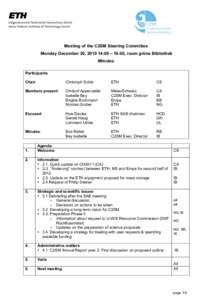 Meeting of the C2SM Steering Committee Monday December 20, :00 – 16:00, room grüne Bibliothek Minutes Participants Chair: