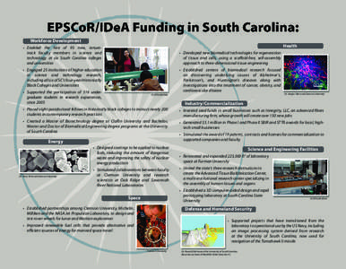 EPSCoR/IDeA Funding in South Carolina: Workforce Development Health  • Enabled the hire of 95 new, tenure-