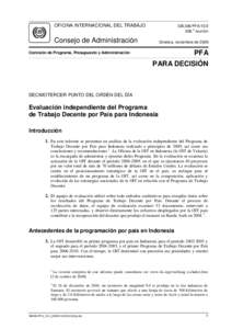 OFICINA INTERNACIONAL DEL TRABAJO  GB.306/PFA/13/2 a 306. reunión