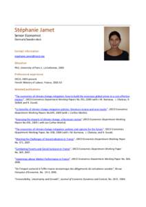 Stéphanie Jamet Senior Economist Denmark/Sweden desk Contact information [removed]