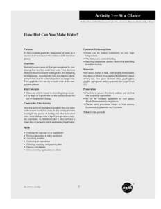 ITWOM-JV[removed]:20 AM Page 1  Activity 1—At a Glance Is There Water on Mars? An Educator’s Guide With Activities for Physical and Earth and Space Science  How Hot Can You Make Water?