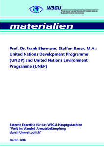 WBGU  WISSENSCHAFTLICHER BEIRAT DER BUNDESREGIERUNG GLOBALE UMWELTVERÄNDERUNGEN  materialien