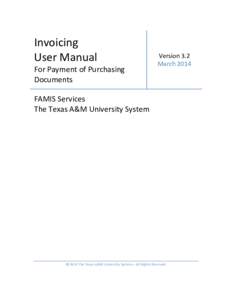 Invoicing User Manual For Payment of Purchasing Documents