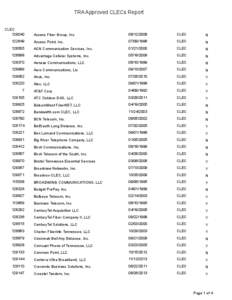 TRA Approved CLECs Report CLEC[removed]Access Fiber Group, Inc