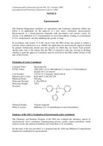 Epoxiconazole - APVMA Gazette 10, 1 October 2002