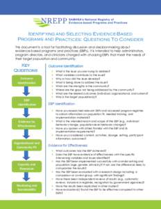 Identifying and Selecting EBPs