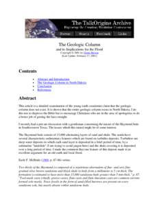 The Geologic Column and its Implications for the Flood Copyright © 2001 by Glenn Morton [Last Update: February 17, Contents