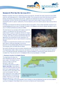 Seasearch Pink Sea Fan Surveys 2014 Seasearch has been carrying out detailed surveys of pink sea fan, Eunicella verrucosa, populations since 2000 using the methodology set out in Wood 2003a andThis involves volunt