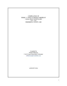 COMPILATION OF HENRY T. WELD & THOMAS SHERIDAN CANAL BOAT MORTGAGESFREDERICK COUNTY, MD