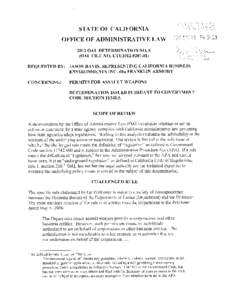 STATE OF CALIFORNIA  OFFICE OF ADMINISTRATIVE LAW 2012 OAL DETERMINATION NO.8 (OAL FILE NO. CTU2012[removed])