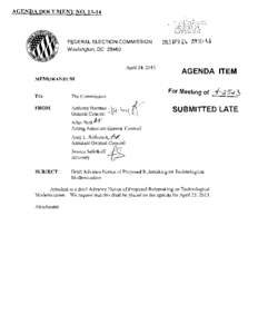 AGENDA DOCUMENT NO.l3-14  FEDERAL ELECTION COMMISSION 2013APR24 AMJI:46