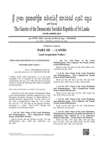 ලංකා ජාතා ක සමාජවා ජනරජෙ ගැස ප ය අ ෙශෂ  The Gazette of the Democratic Socialist Republic of Sri Lanka