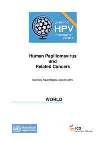 Human Papillomavirus and Related Cancers Summary Report Update. June 22, WORLD