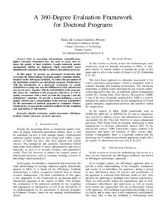 A 360-Degree Evaluation Framework for Doctoral Programs Mar´ıa del Carmen Calatrava Moreno Electronic Commerce Group Vienna University of Technology Vienna, Austria