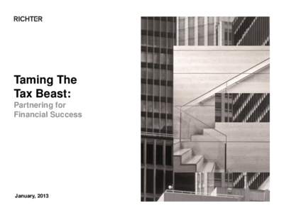 Taming The Tax Beast: Partnering for Financial Success  January, 2013