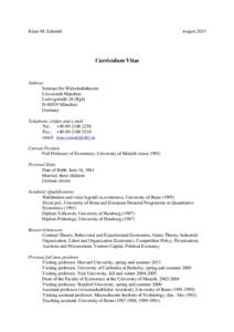 Klaus M. Schmidt  August 2015 Curriculum Vitae