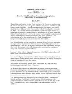 International economics / Dumping / Countervailing duties / North American Free Trade Agreement / World Trade Organization / Duty / Export / United States House Ways and Means Subcommittee on Trade / Customs / International trade / Business / International relations