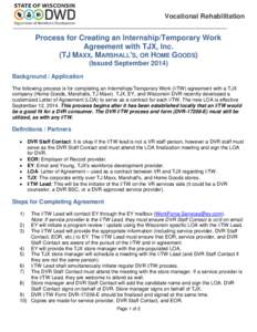 Process for Creating an Internship/Temporary Work Agreement with TJX, Inc.