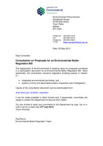 United States Environmental Protection Agency / Better Regulation Commission / United Kingdom / Department of the Environment / Northern Ireland Executive