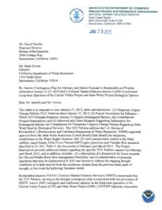 UNITED STATES DEPARTMENT OF COMMERCE  National Oceanic and Atmospheric Administration NATIONAL MARINE FISHERIES SERVICE West Coast Region 650 Capitol Mall, Suite 5-100